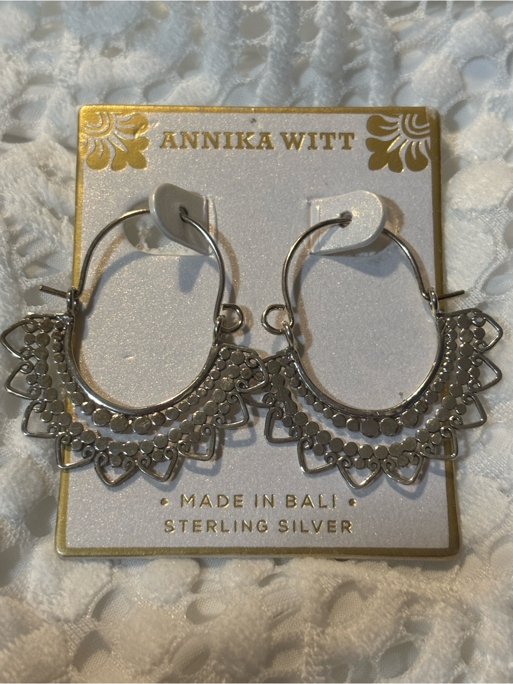 NWT Annika Witt Sterling Silver Bali-Inspired Hoop Earrings
